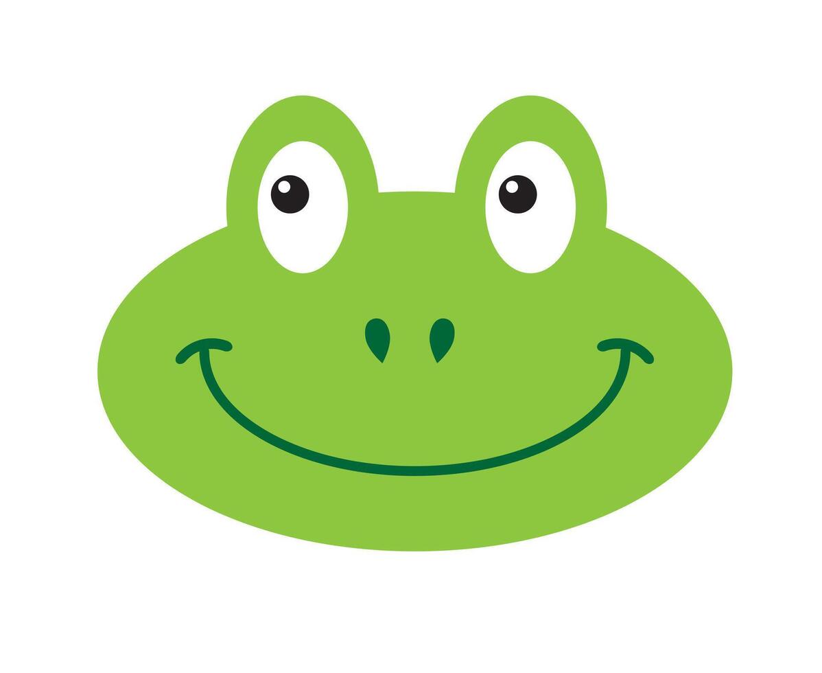 flat cartoon frog face vector