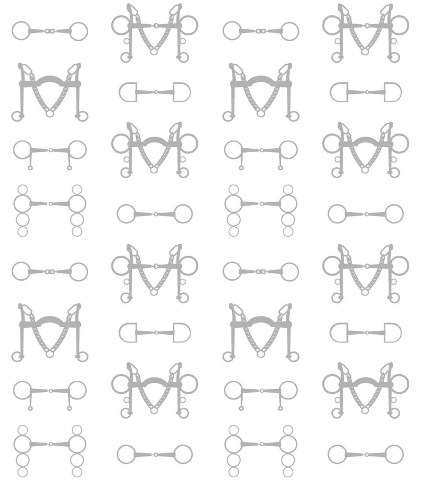 equestrian seamless pattern of horse bits vector