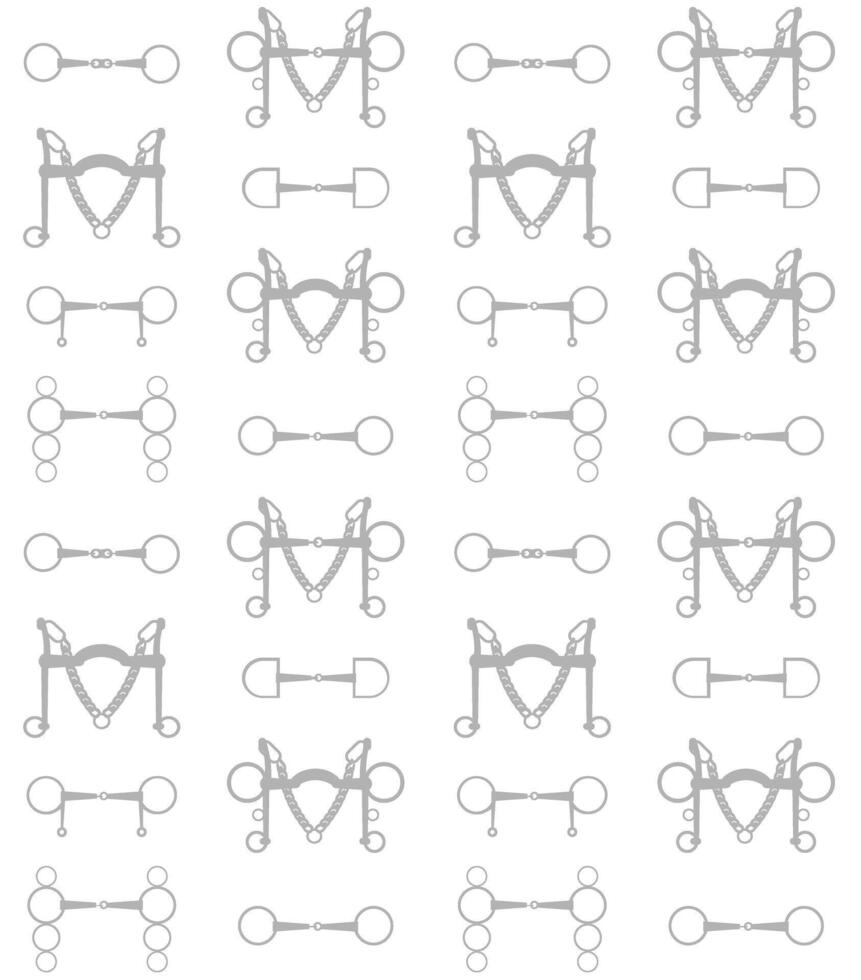 equestrian seamless pattern of horse bits vector