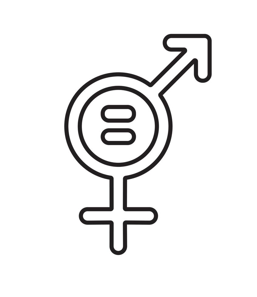 flat black outline Gender Equality Concept vector