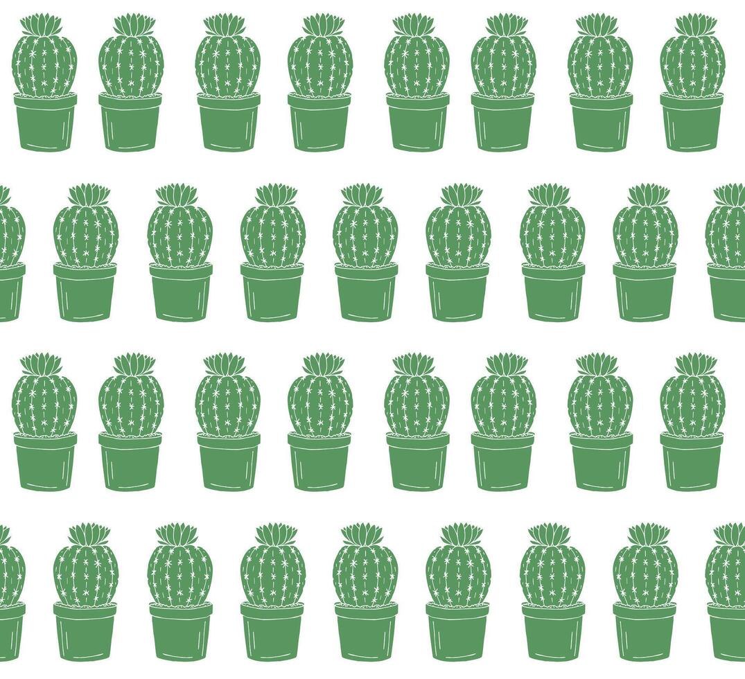 seamless pattern of hand drawn cactus vector