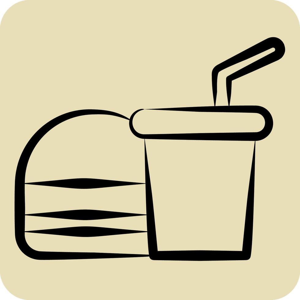 icono comida y beber. relacionado a fotos y ilustraciones símbolo. mano dibujado estilo. sencillo diseño ilustración vector