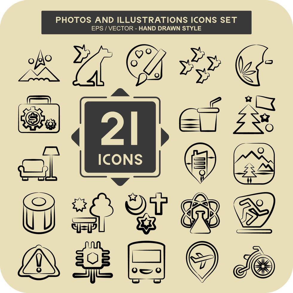 Icon Set Photos and Illustrations. related to Design and Art symbol. hand drawn style. simple design illustration vector