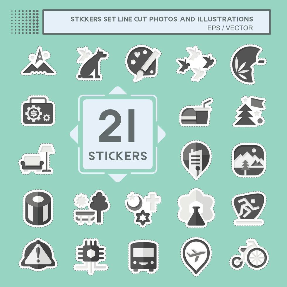 Sticker line cut Set Photos and Illustrations. related to Design and Art symbol. simple design illustration vector