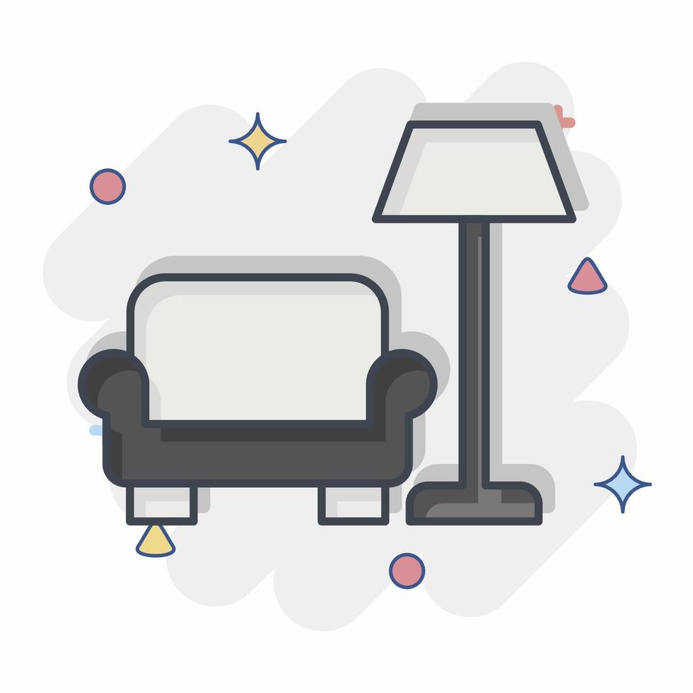 Icon Interiors. related to Photos and Illustrations symbol. comic style. simple design illustration vector