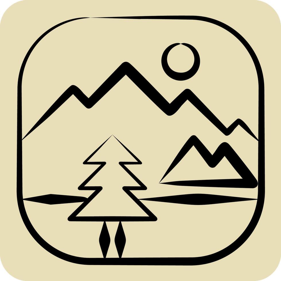 Icon Nature. related to Photos and Illustrations symbol. hand drawn style. simple design illustration vector