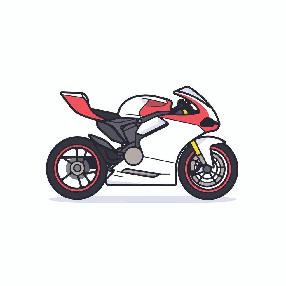 plano dibujos animados ilustración de moto aislado en blanco antecedentes vector