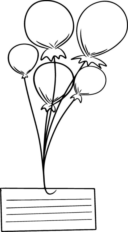 Continuous line drawing of air balloons on transparent background. illustration vector