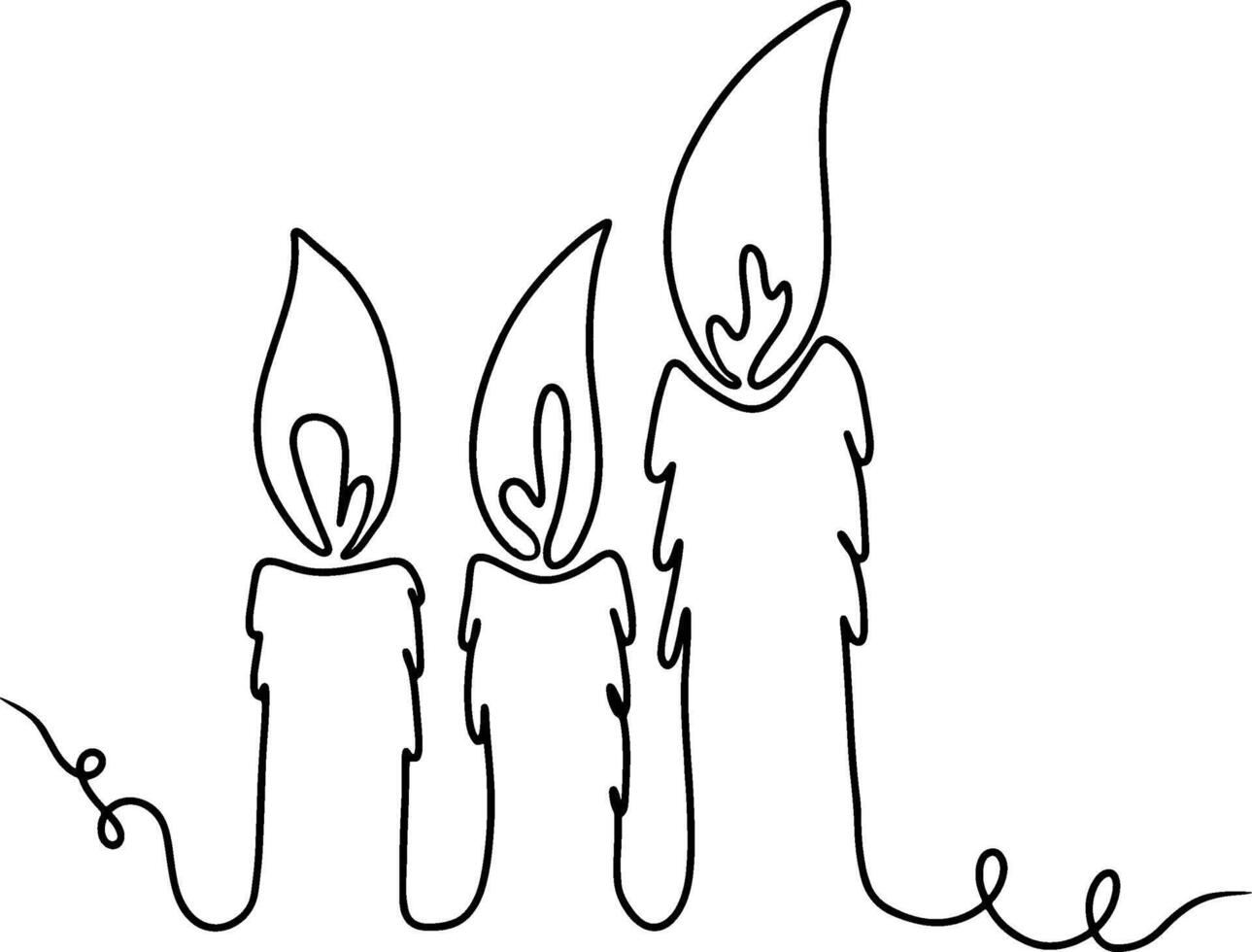 Continuous line drawing of Burning wax or candle. illustration vector