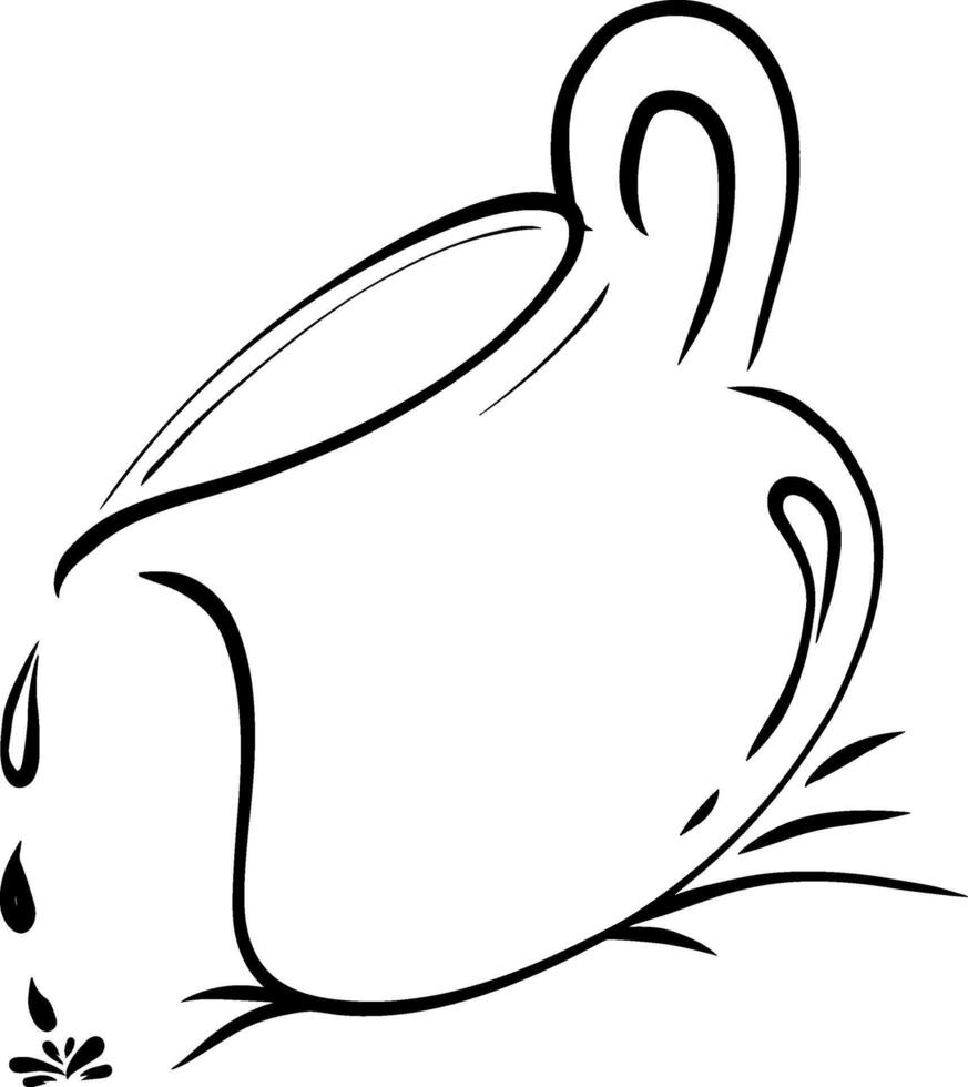 Jug pouring liquid outline icon illustration. Line continuous drawing of milk, water or juice from glass pitcher. vector