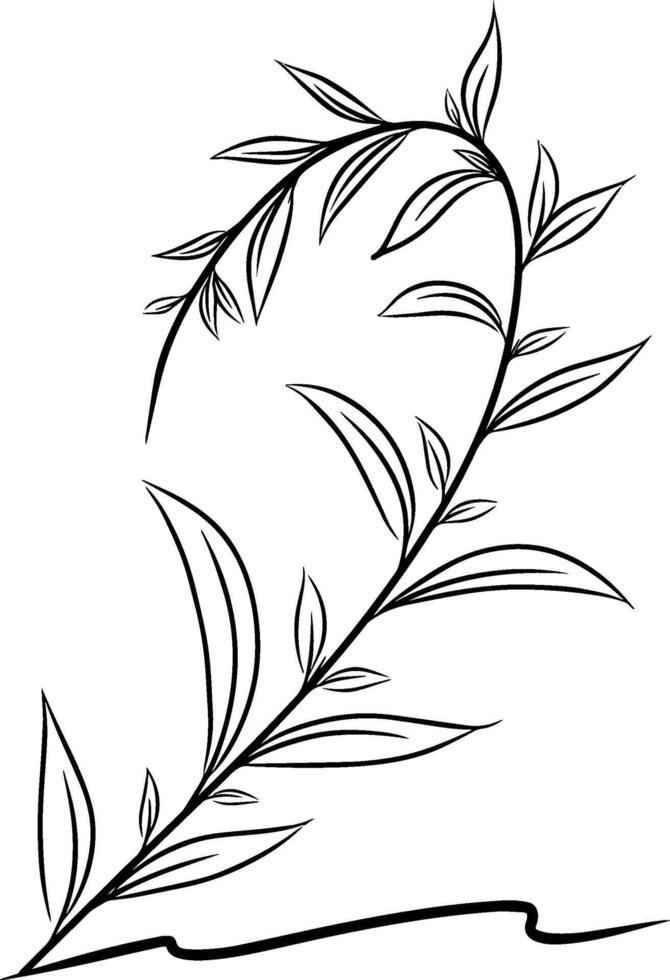 Hand drawn sketch of branch with leaf. illustration vector