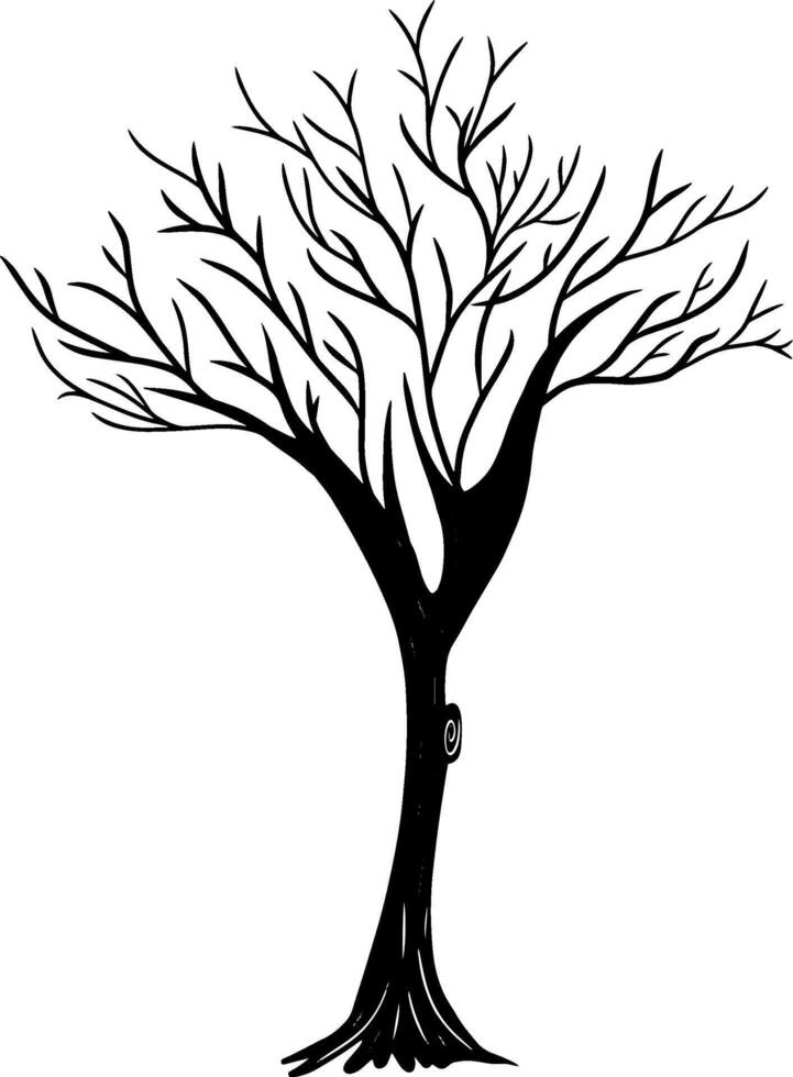 Hand drawing of tree without leaves. Doodle illustration vector