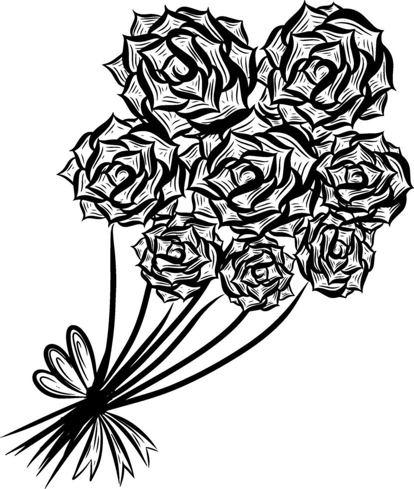 Bouquet of flowers. Hand drawn illustration vector