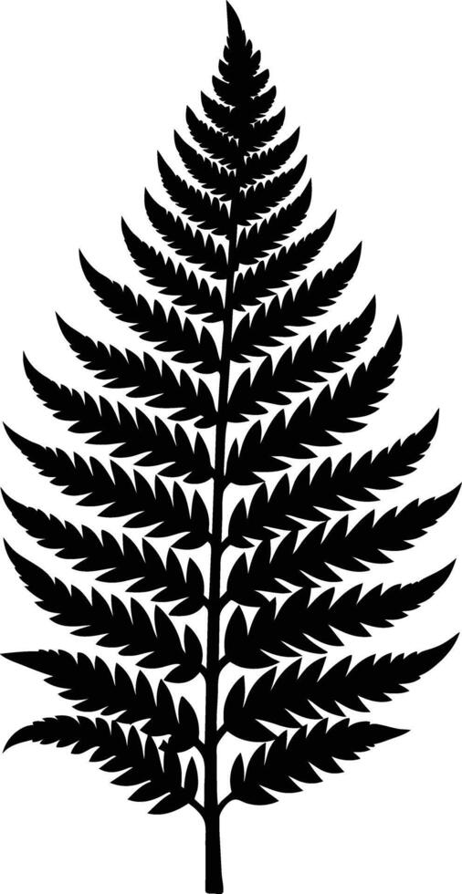 A black and white silhouette of a fern leaf vector