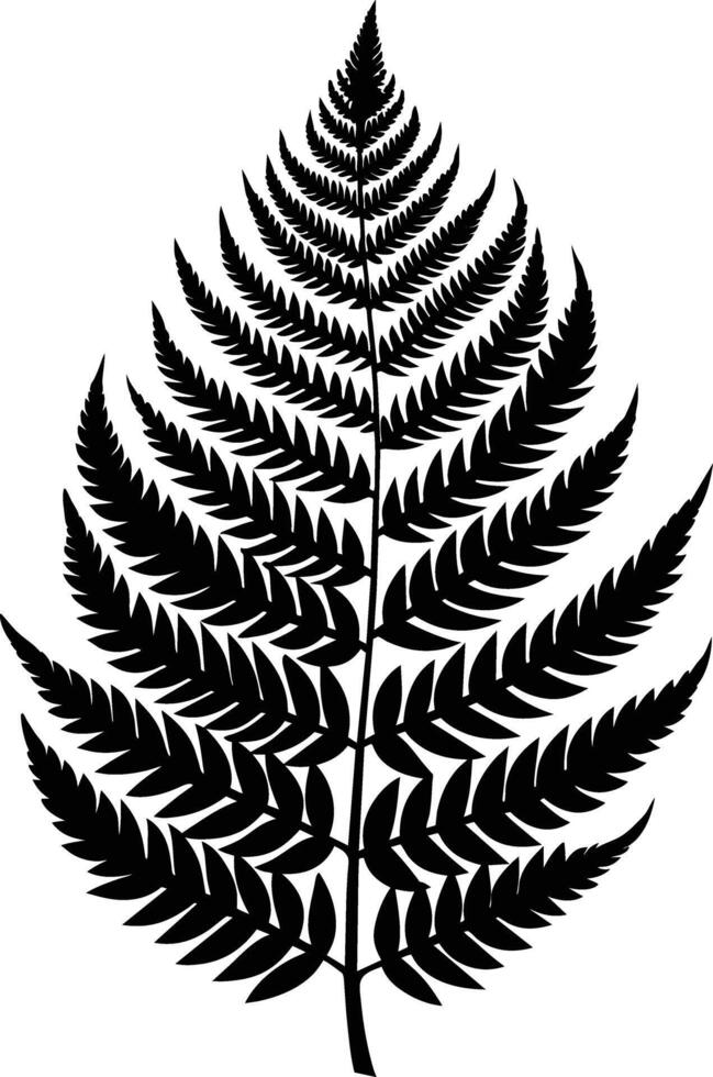 A black and white silhouette of a fern leaf vector