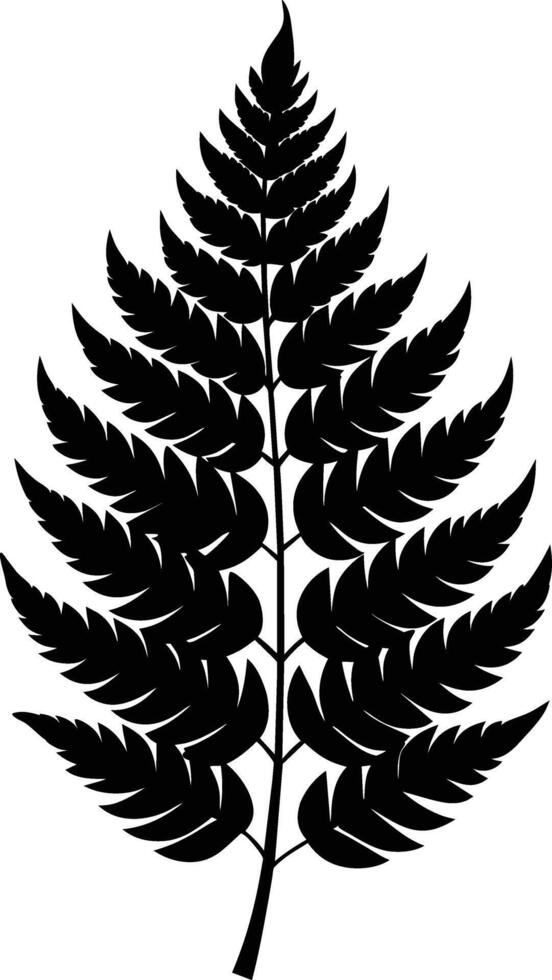 A black and white silhouette of a fern leaf vector