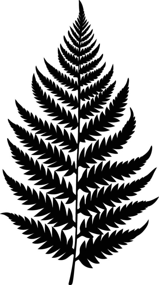 A black and white silhouette of a fern leaf vector