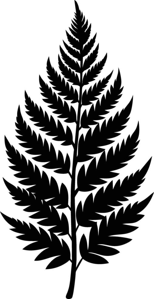 A black and white silhouette of a fern leaf vector