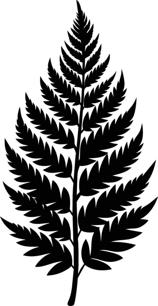 A black and white silhouette of a fern leaf vector