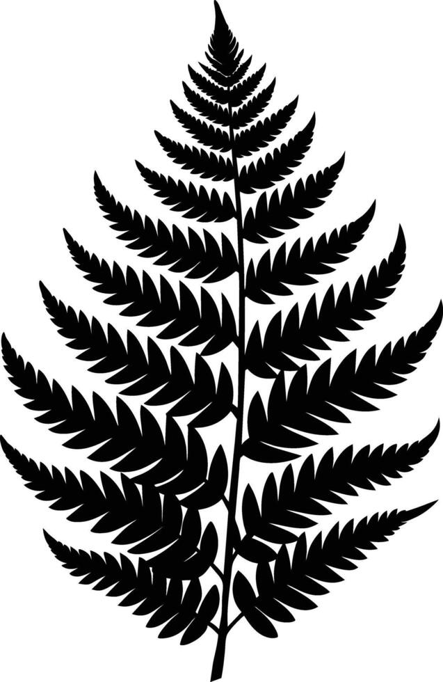 A black and white silhouette of a fern leaf vector