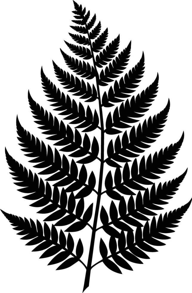 A black and white silhouette of a fern leaf vector