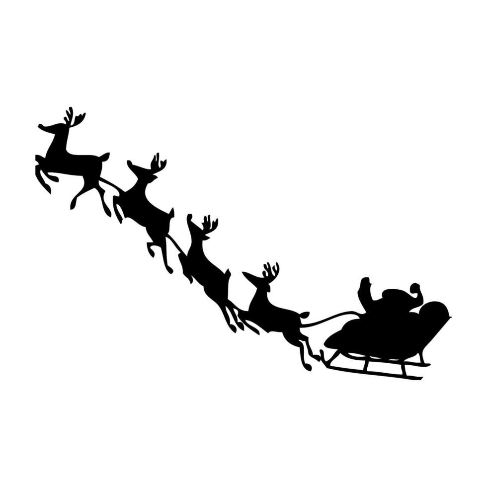 santa claus sleigh silhouette vector