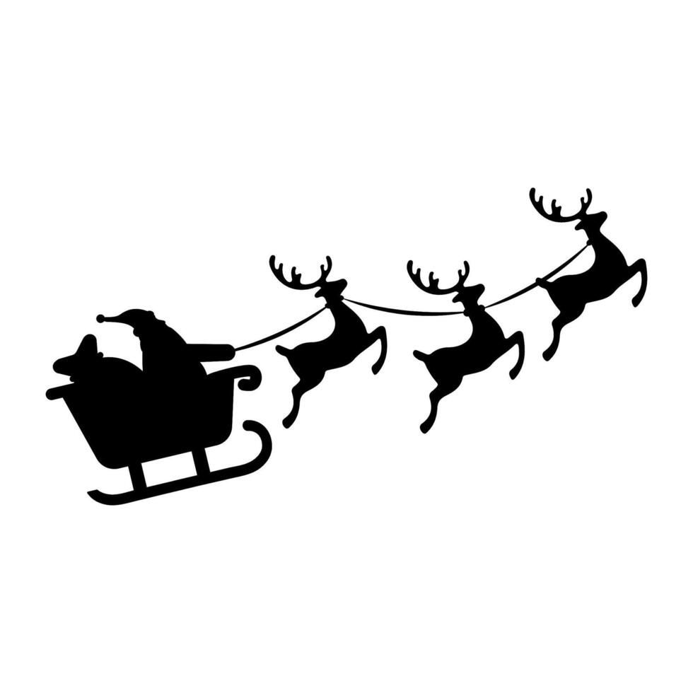 santa claus sleigh silhouette vector