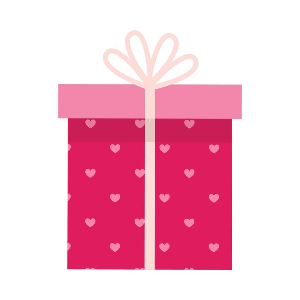 Gift Box With Hearts on white background vector