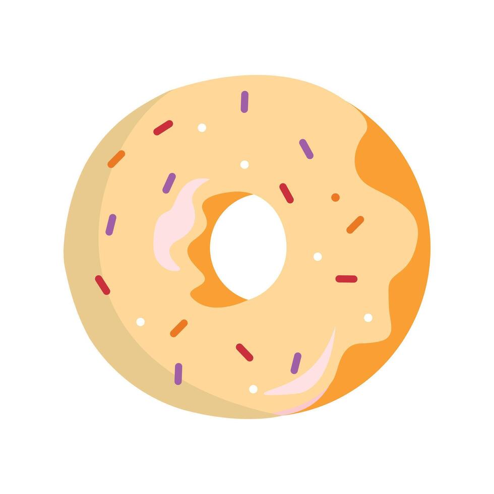 Dessert donut with sprinkles on white background vector