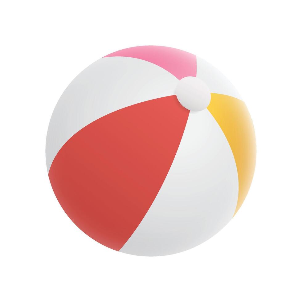 inflatable beach ball, striped air balloon on white vector