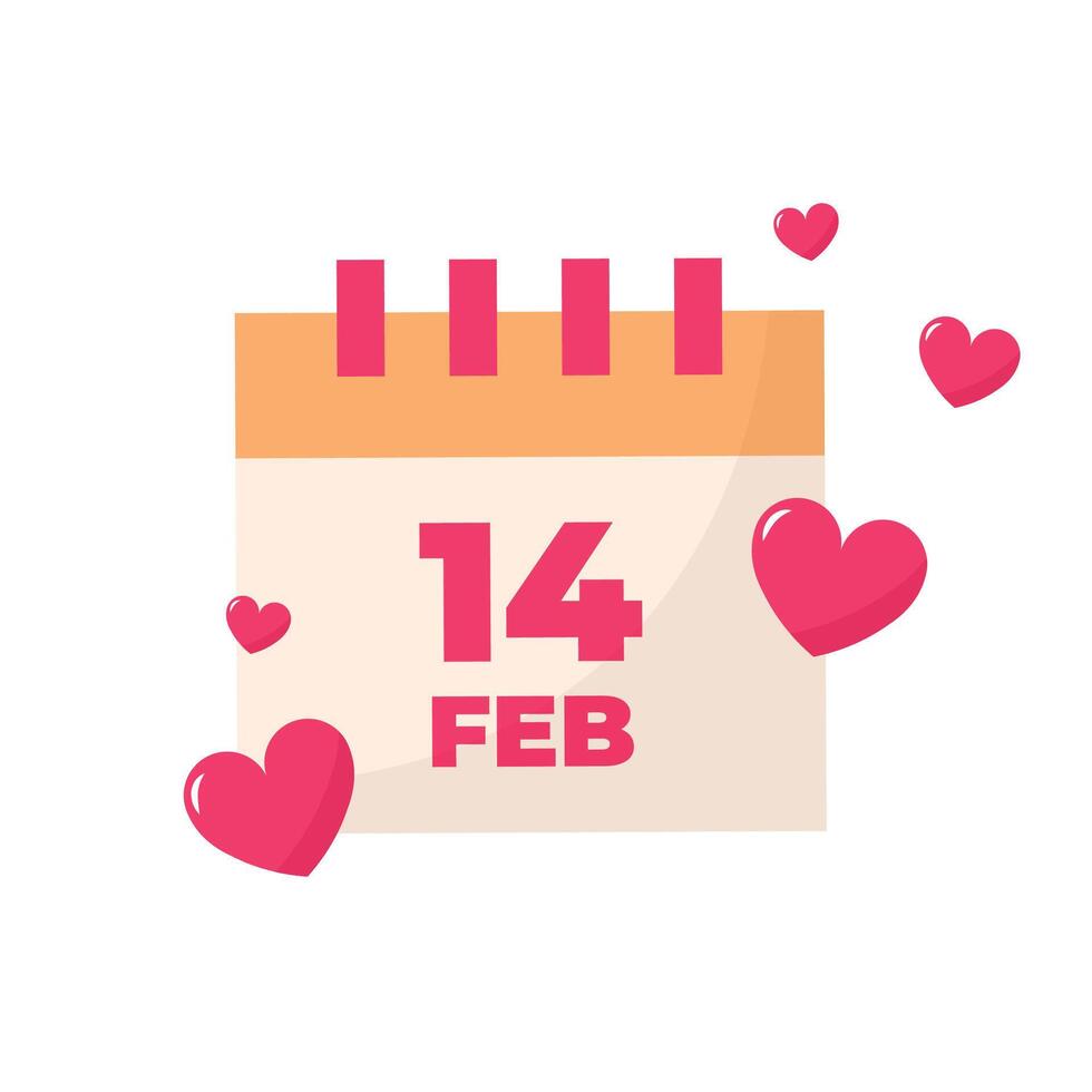 february 14 calendar icon valentines day love vector