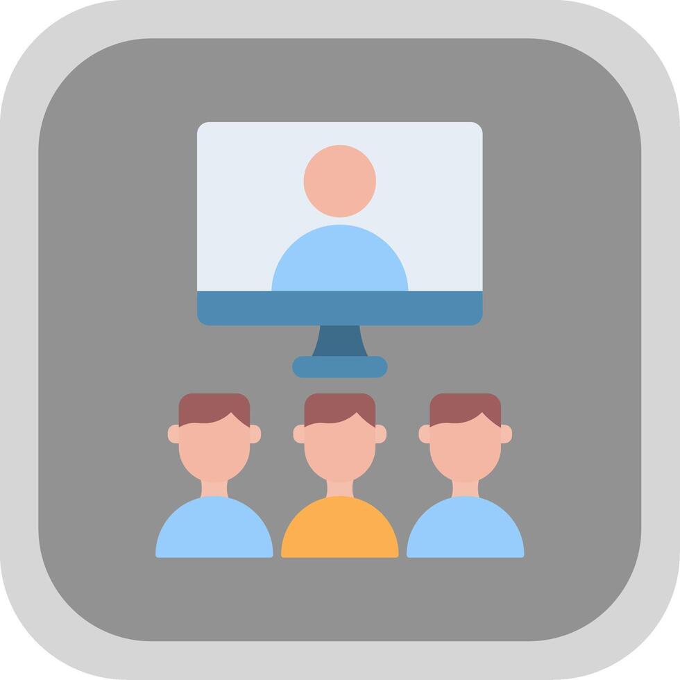 Virtual Class Flat Round Corner Icon vector