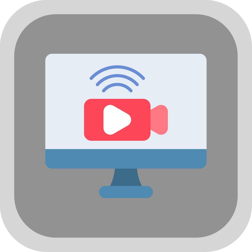 Live Stream Flat Round Corner Icon vector