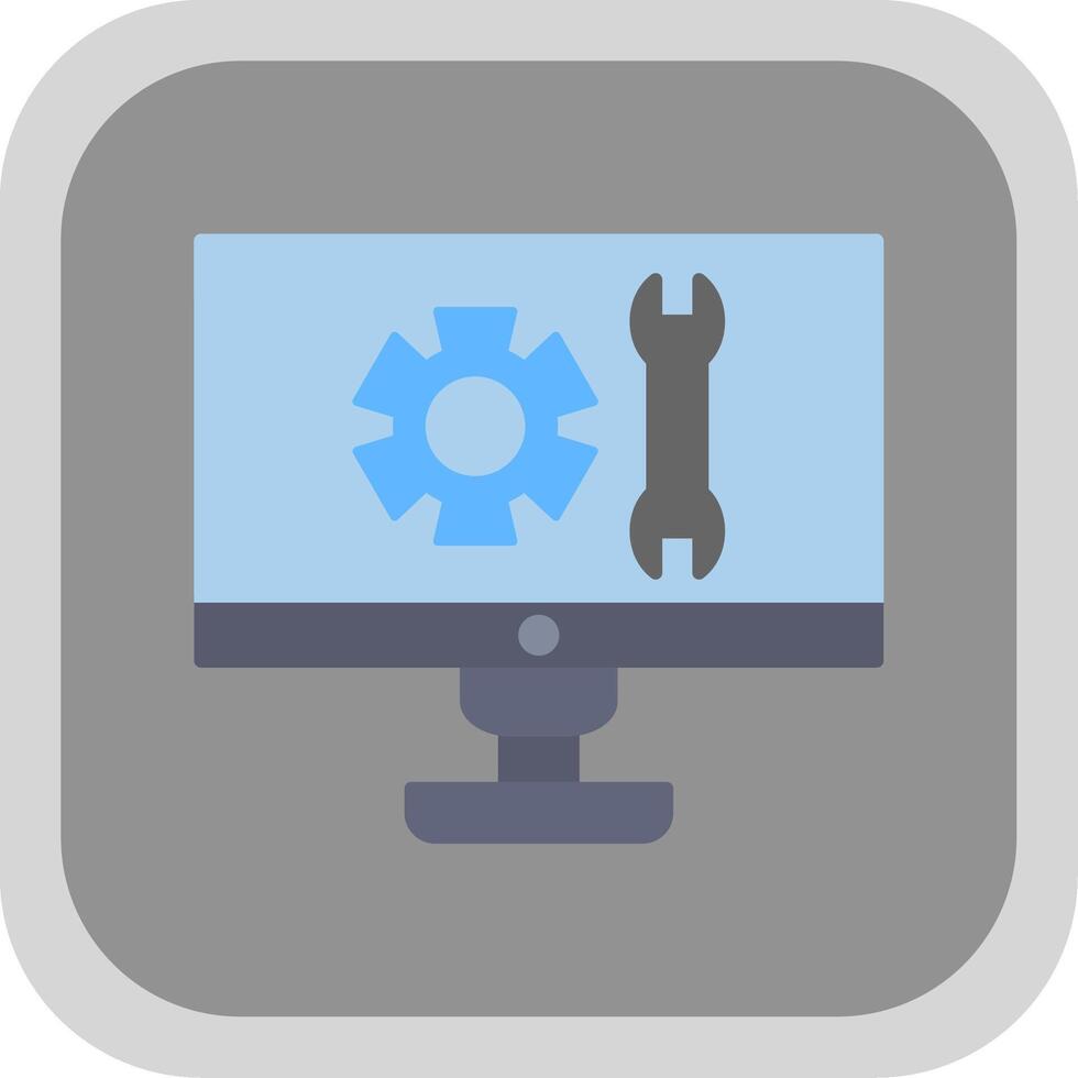 Technical Support Flat Round Corner Icon vector