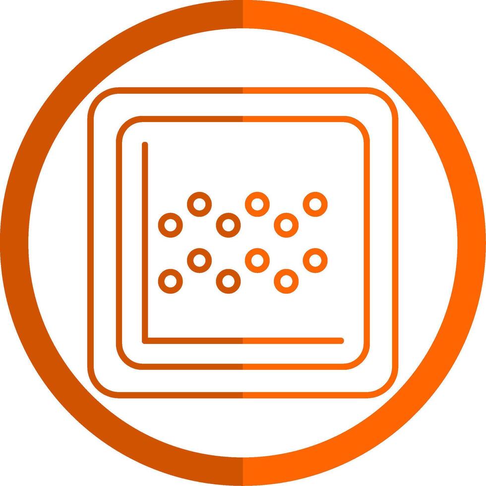 gráfico línea naranja circulo icono vector
