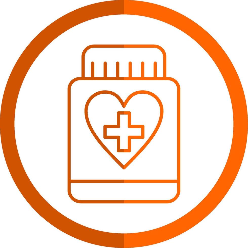 Pill Line Orange Circle Icon vector