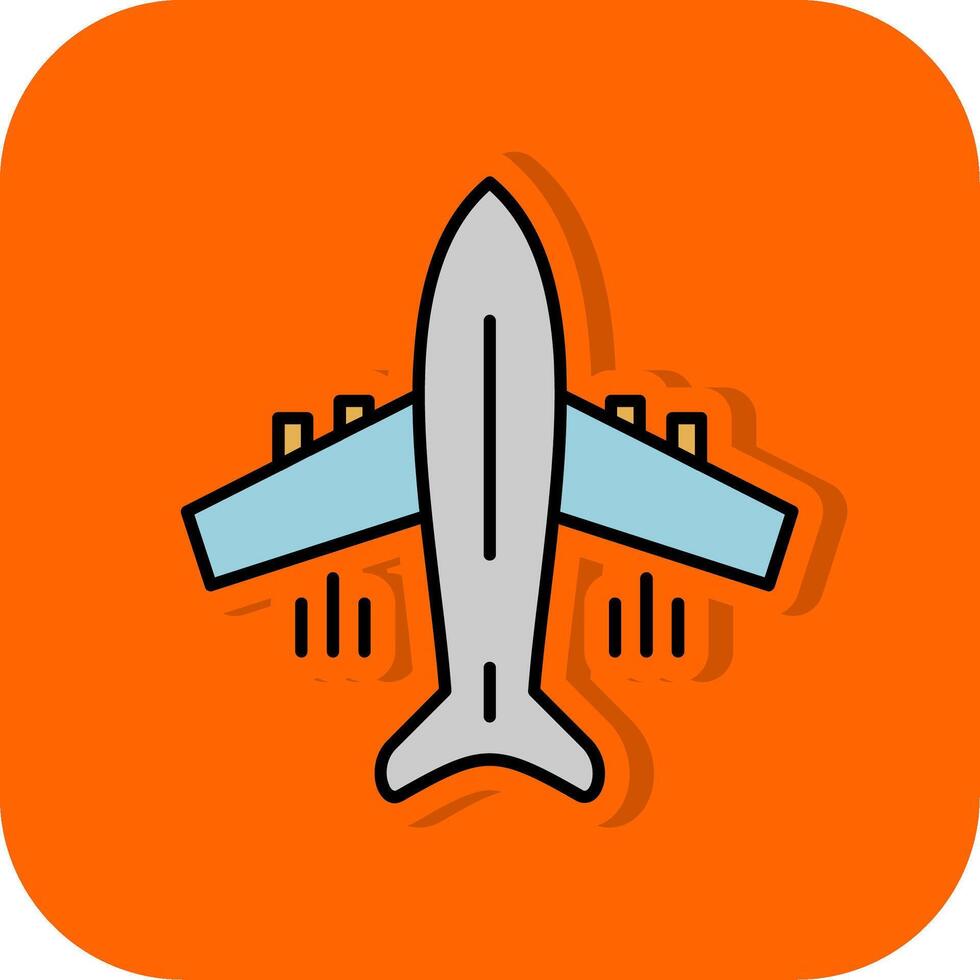 Flying Airplane Filled Orange background Icon vector