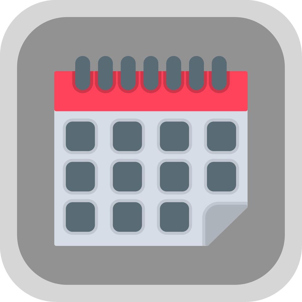 Calendar Flat Round Corner Icon vector