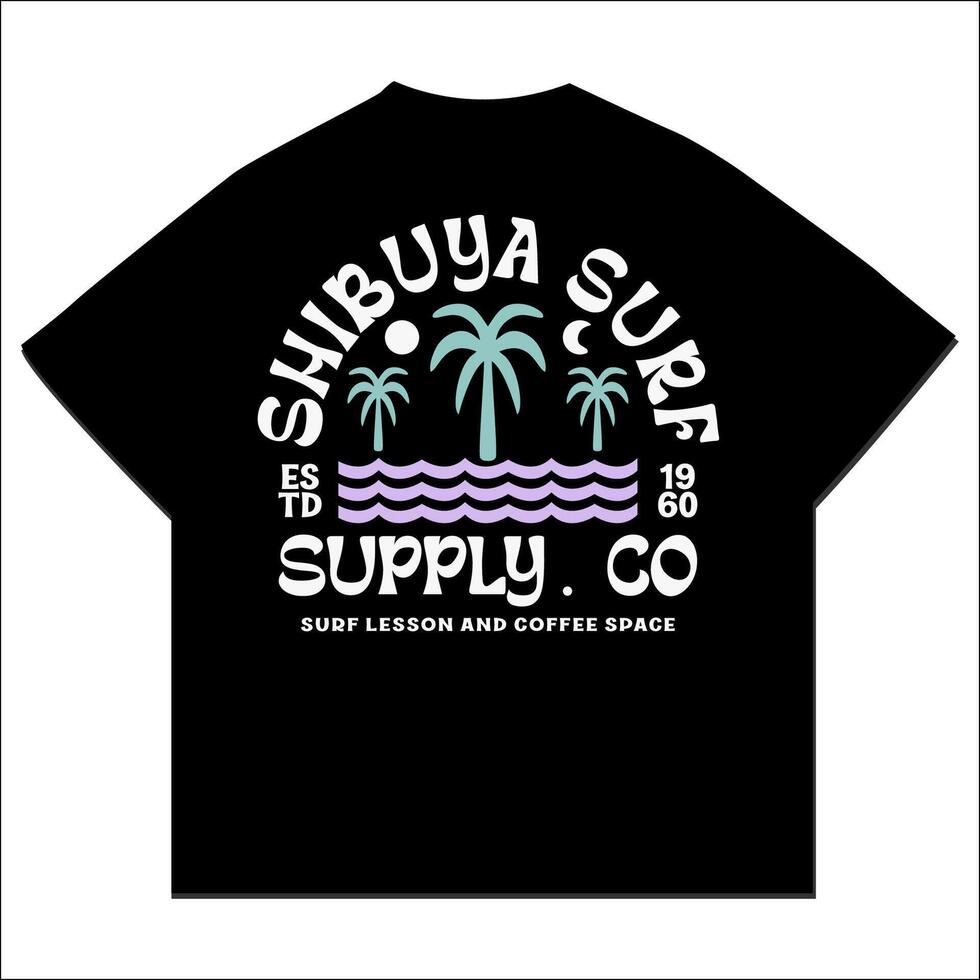 Exploring Surfing with a Japanese Twist Groovy Asia T-Shirt Design vector