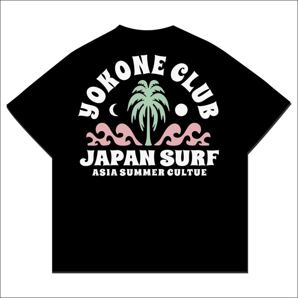 Exploring Surfing with a Japanese Twist Groovy Asia T-Shirt Design vector