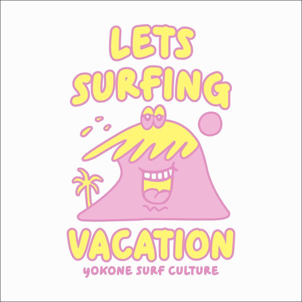 Exploring Surfing with a Japanese Twist Groovy Asia T-Shirt Design vector