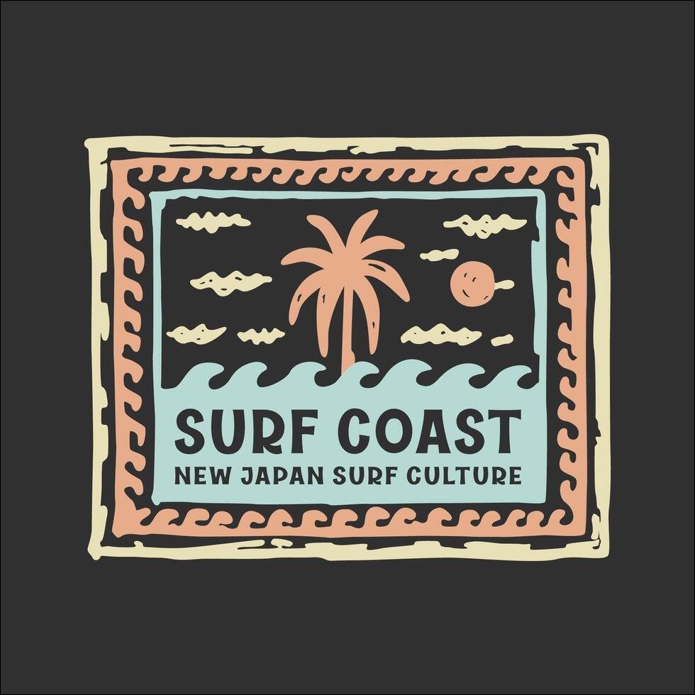 Exploring Surfing with a Japanese Twist Groovy Asia T-Shirt Design vector