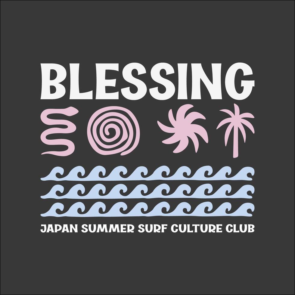 Exploring Surfing with a Japanese Twist Groovy Asia T-Shirt Design vector