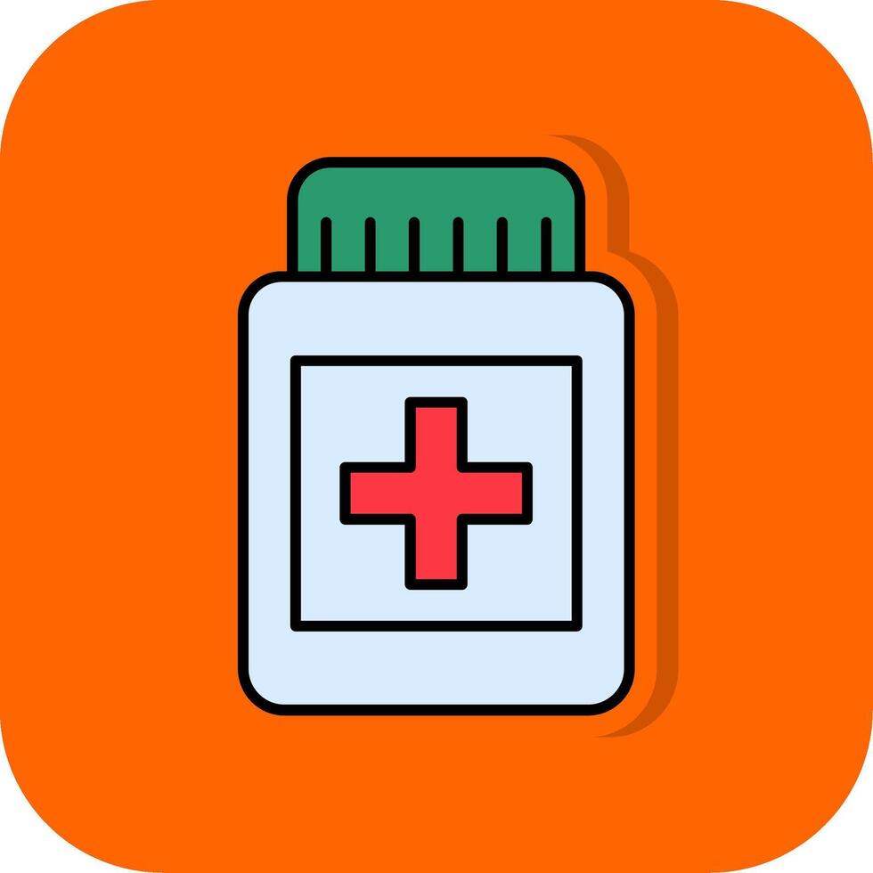 Pill Filled Orange background Icon vector