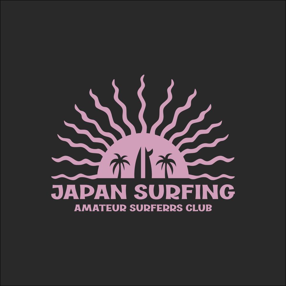 Exploring Surfing with a Japanese Twist Groovy Asia T-Shirt Design vector