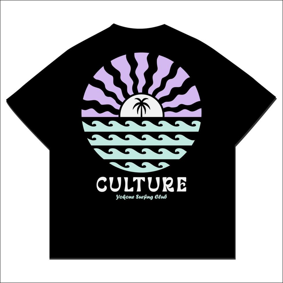 Exploring Surfing with a Japanese Twist Groovy Asia T-Shirt Design vector