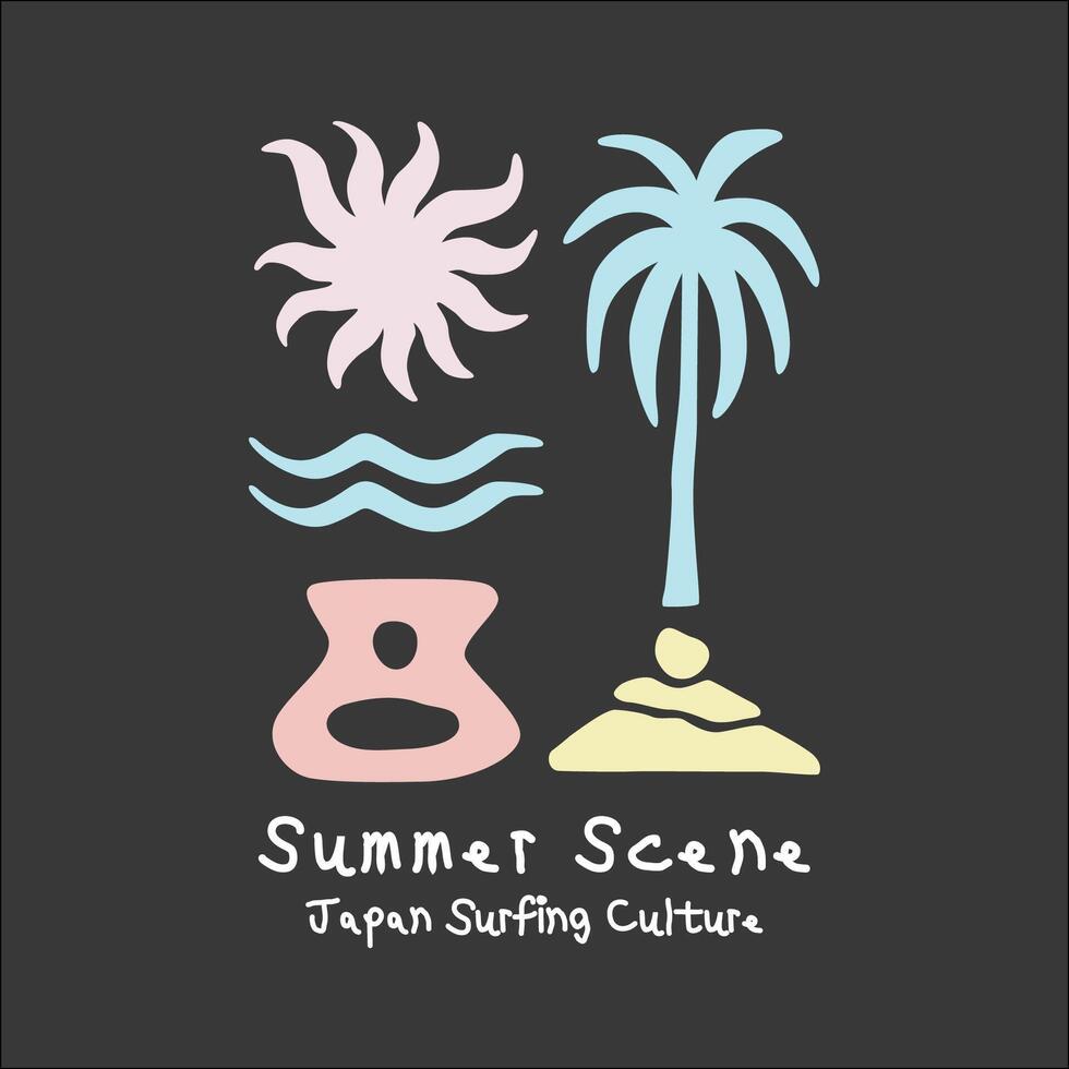 Exploring Surfing with a Japanese Twist Groovy Asia T-Shirt Design vector
