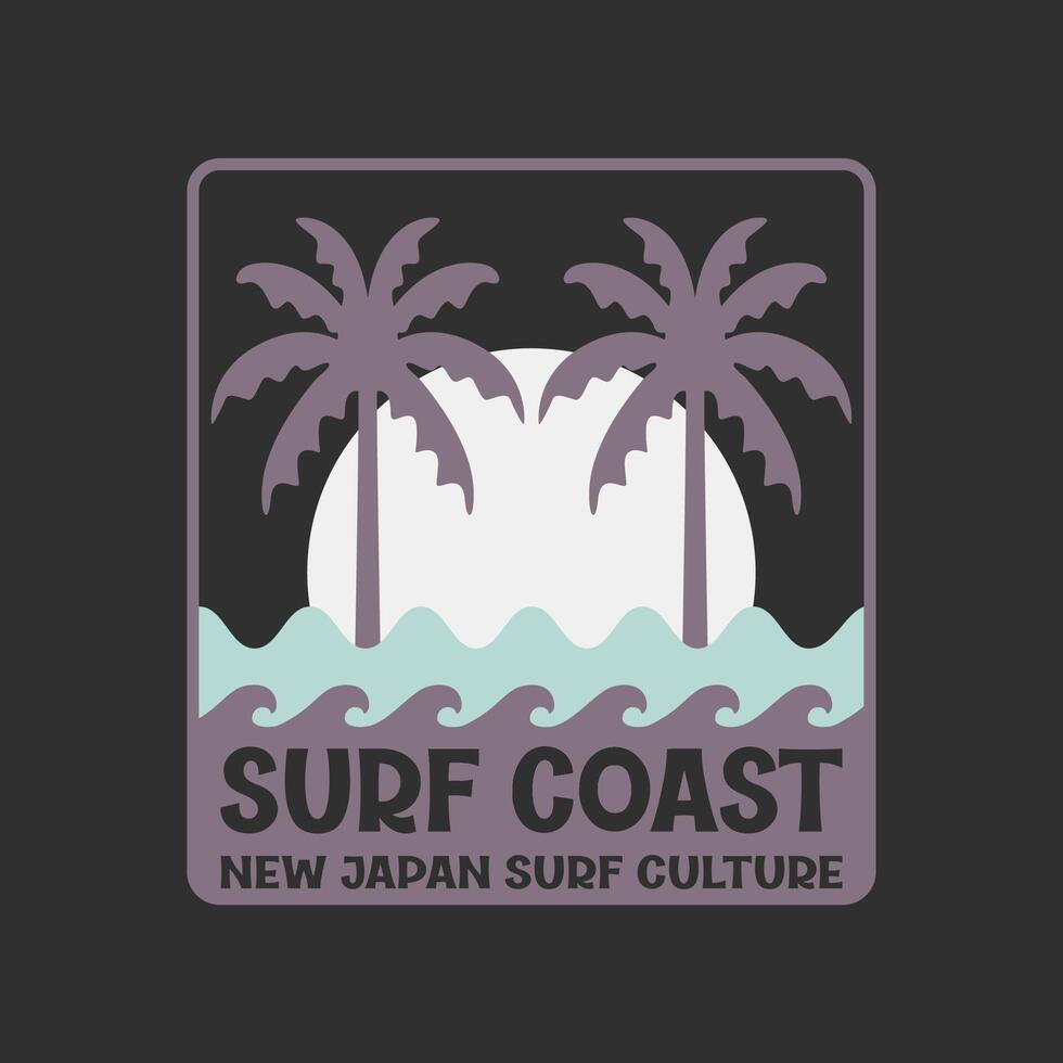 Exploring Surfing with a Japanese Twist Groovy Asia T-Shirt Design vector