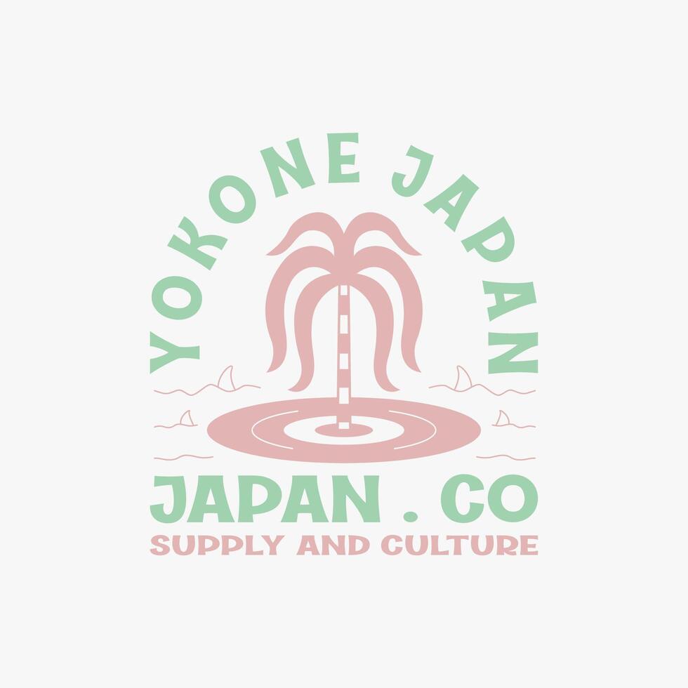Exploring Surfing with a Japanese Twist Groovy Asia T-Shirt Design vector