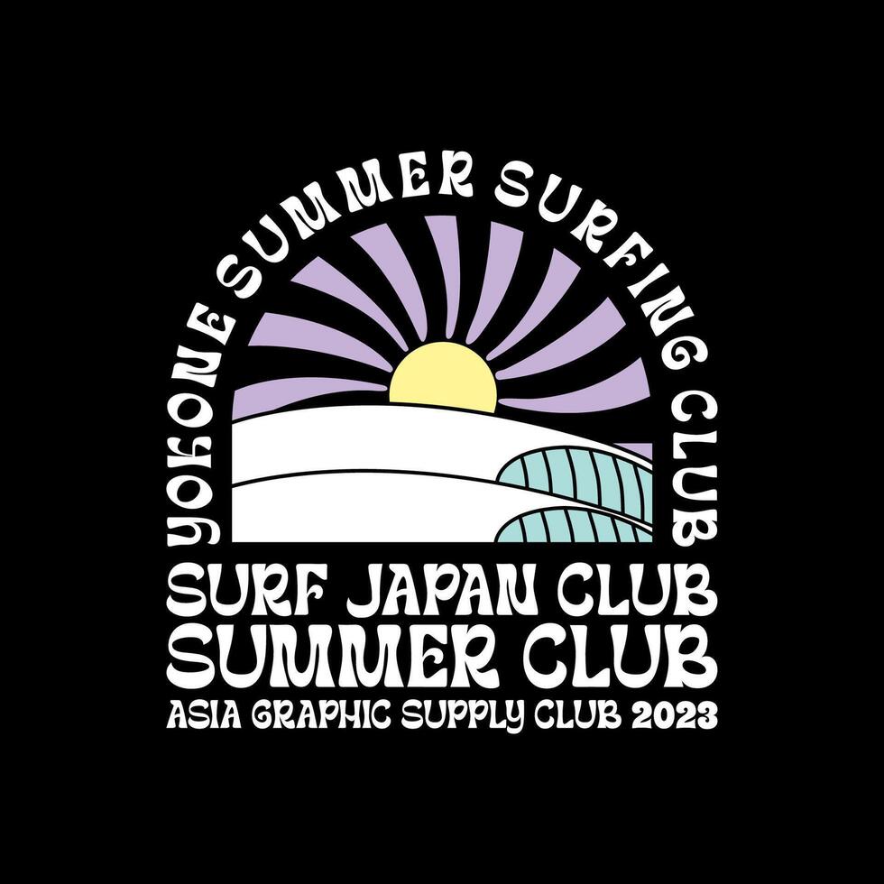 explorador surf con un japonés giro maravilloso Asia camiseta diseño vector